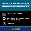 Câmara promove Audiência Pública de Finanças na próxima terça (22)