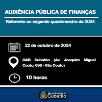 Câmara promove Audiência Pública de Finanças na próxima terça (22)